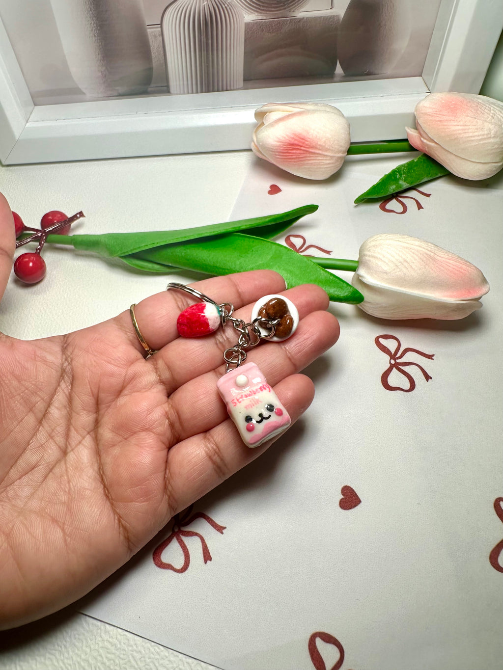 Milk Carton Keychain - Strawberry Flavor