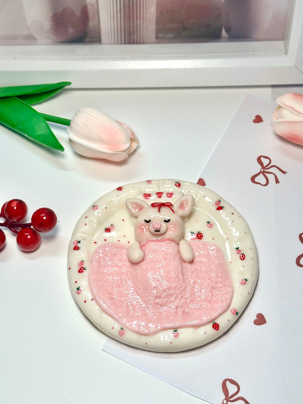 Trinket Dish for Jewelry - Sleeping Bunny