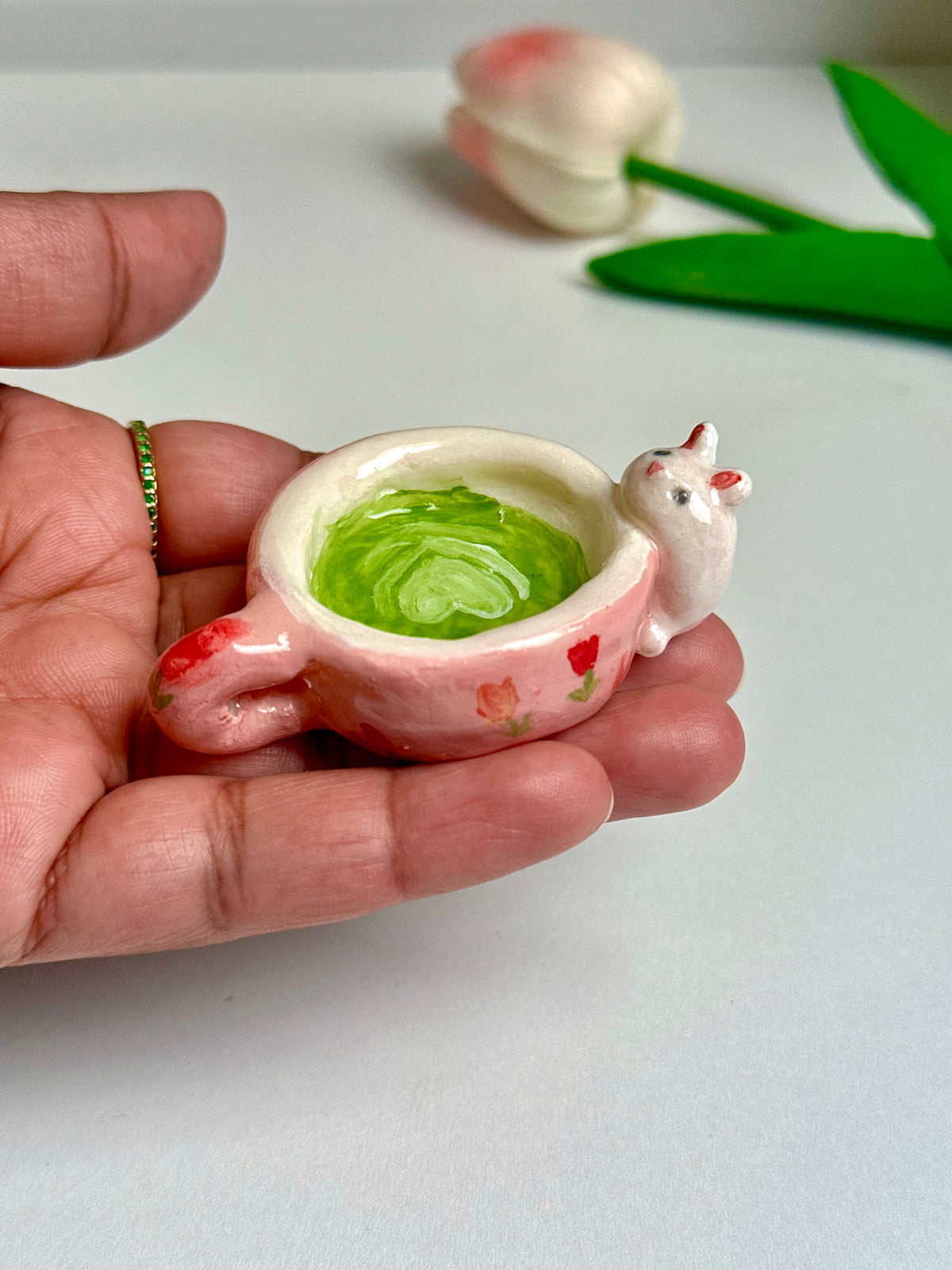 Mini Bunny Matcha Ring Holder