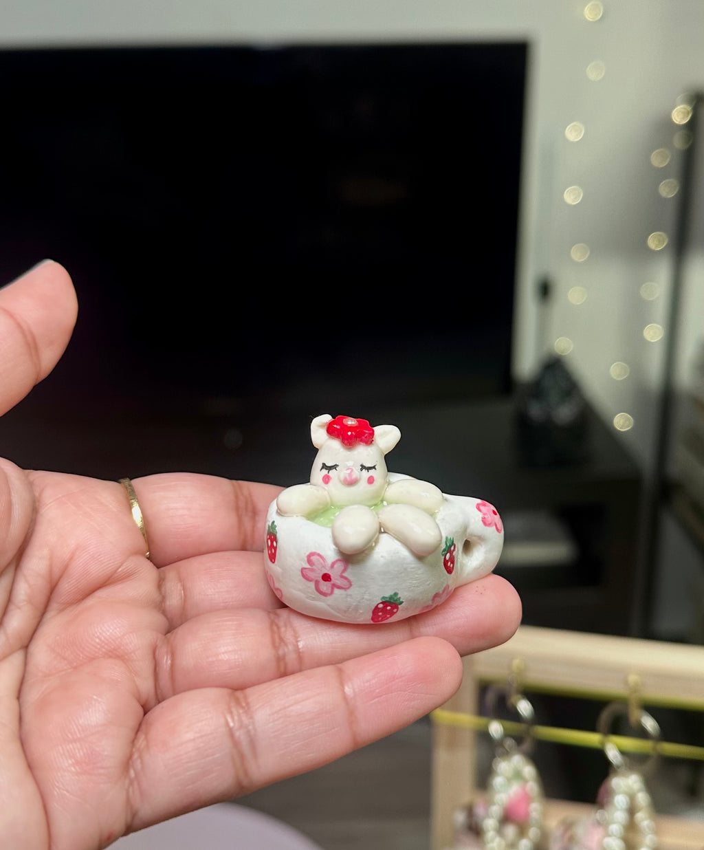Cute Bunny Desk Buddy - Matcha Mia | Cute Bunny in a matcha cup