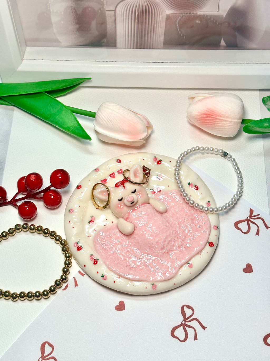 Trinket Dish for Jewelry - Sleeping Bunny