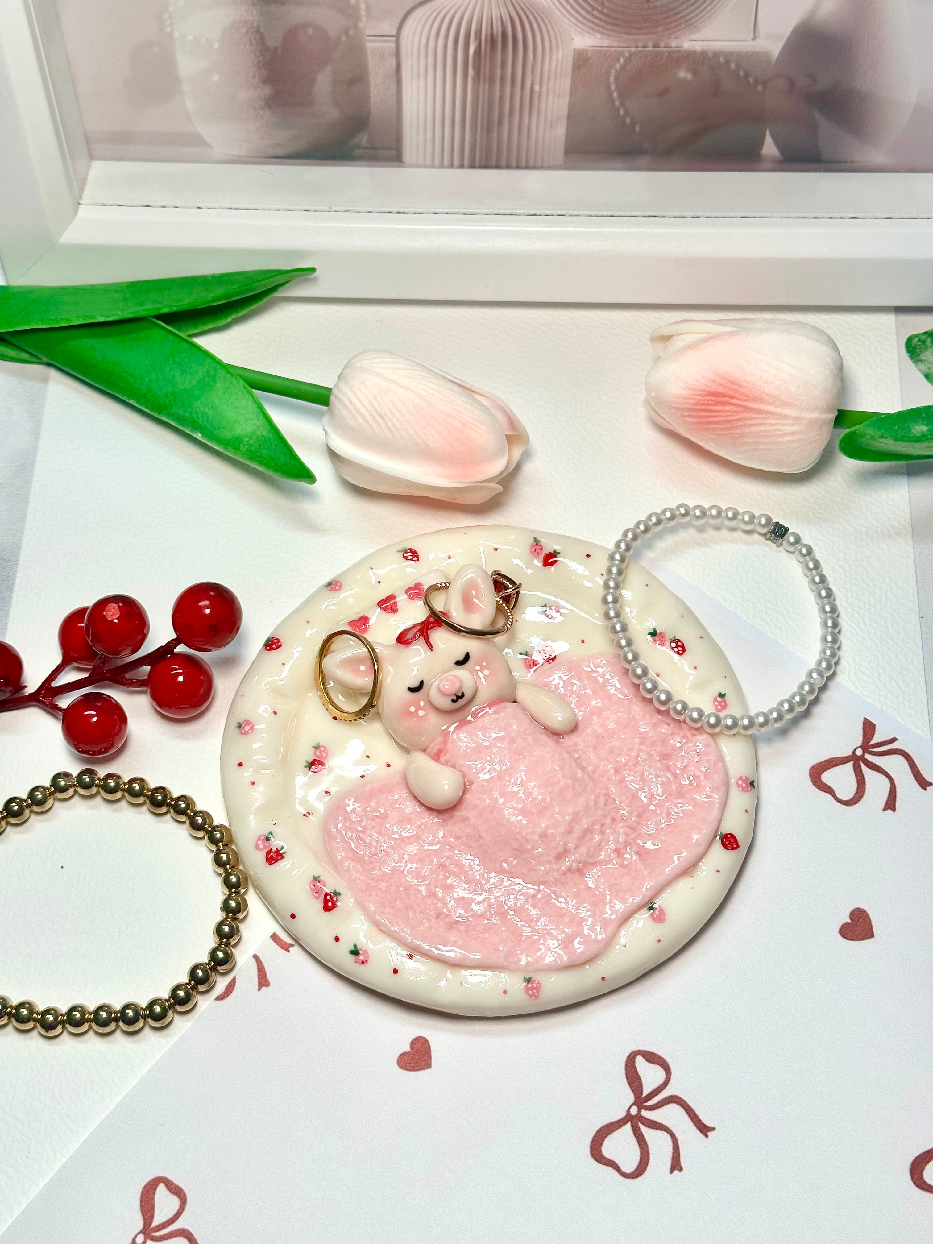 Trinket Dish for Jewelry - Sleeping Bunny