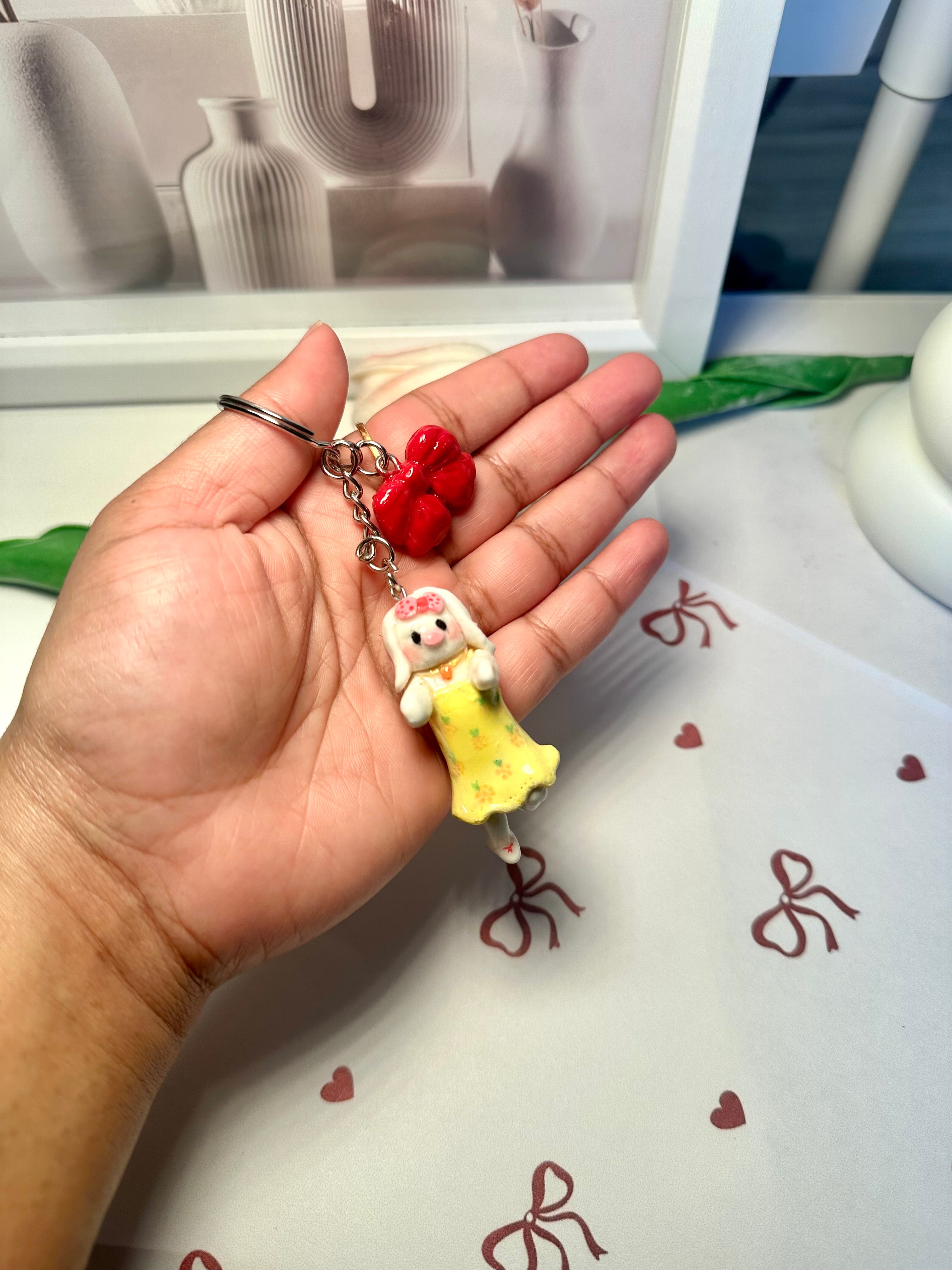 Cute Bunny Girlfriend Keychain