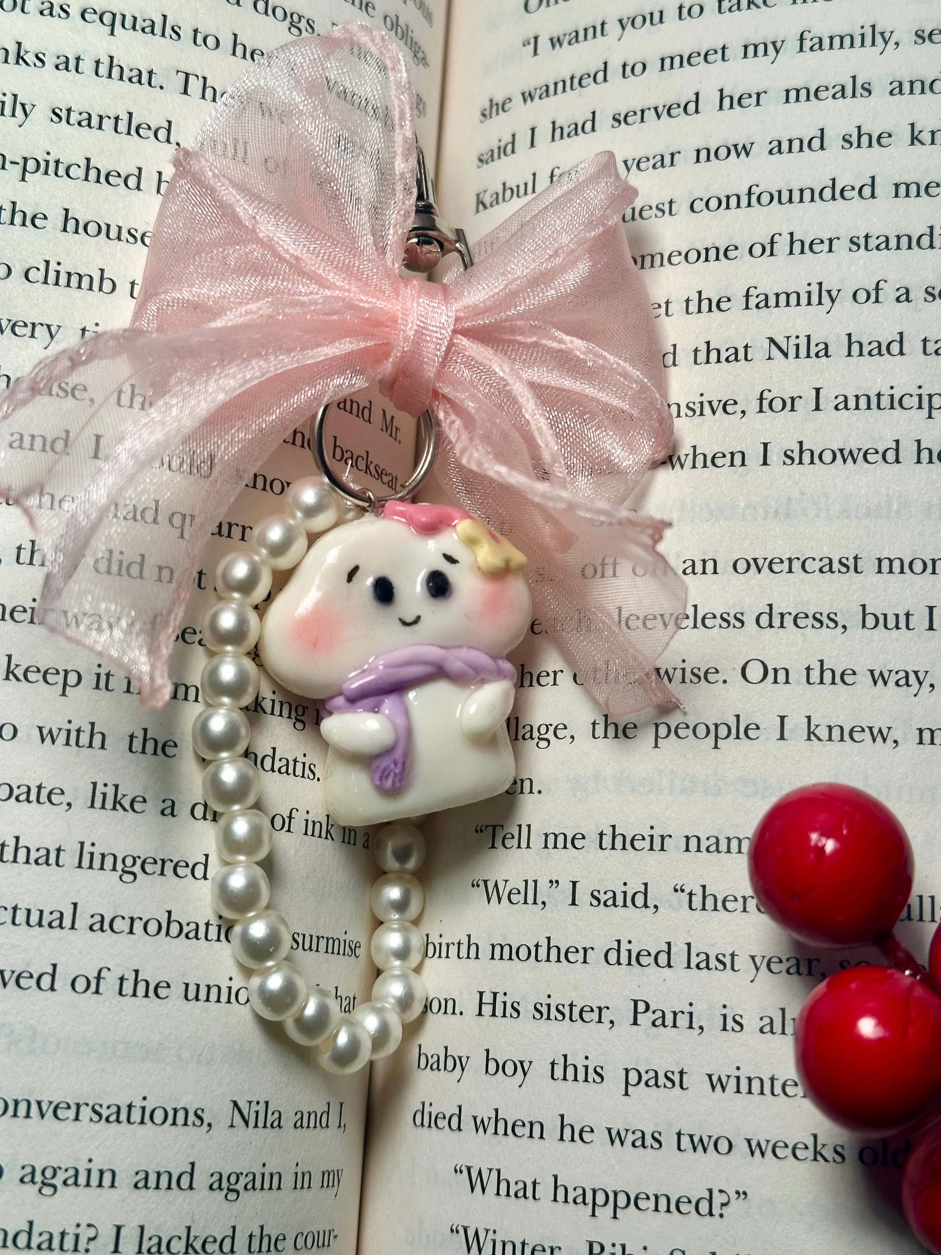 Cloud Keychain - Red/Pink Ribbon