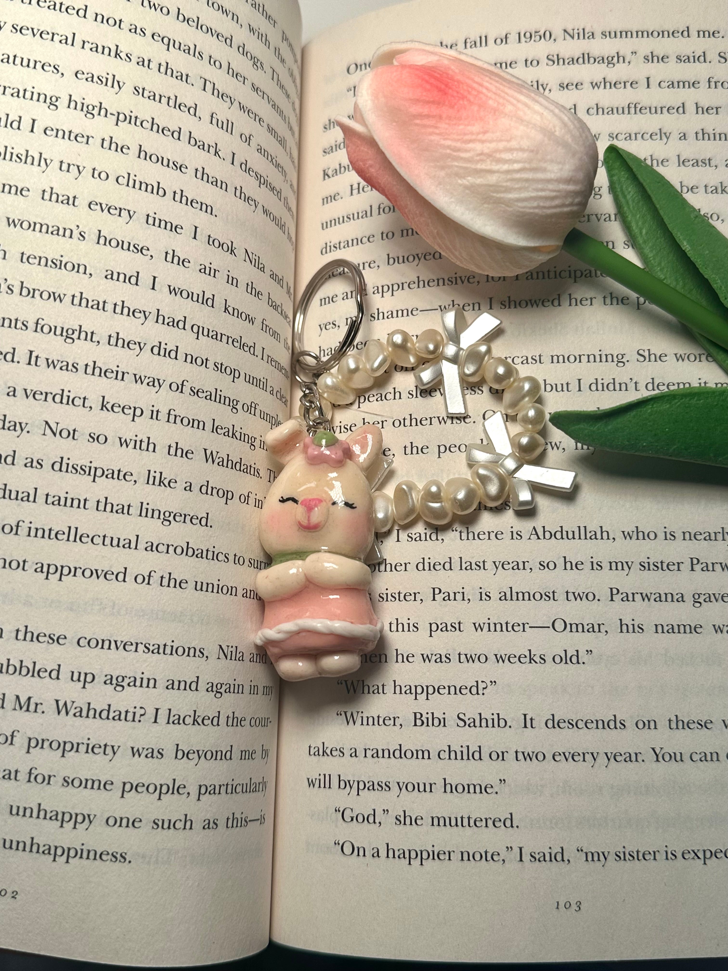 Cute Bunny Keychain - Pearl