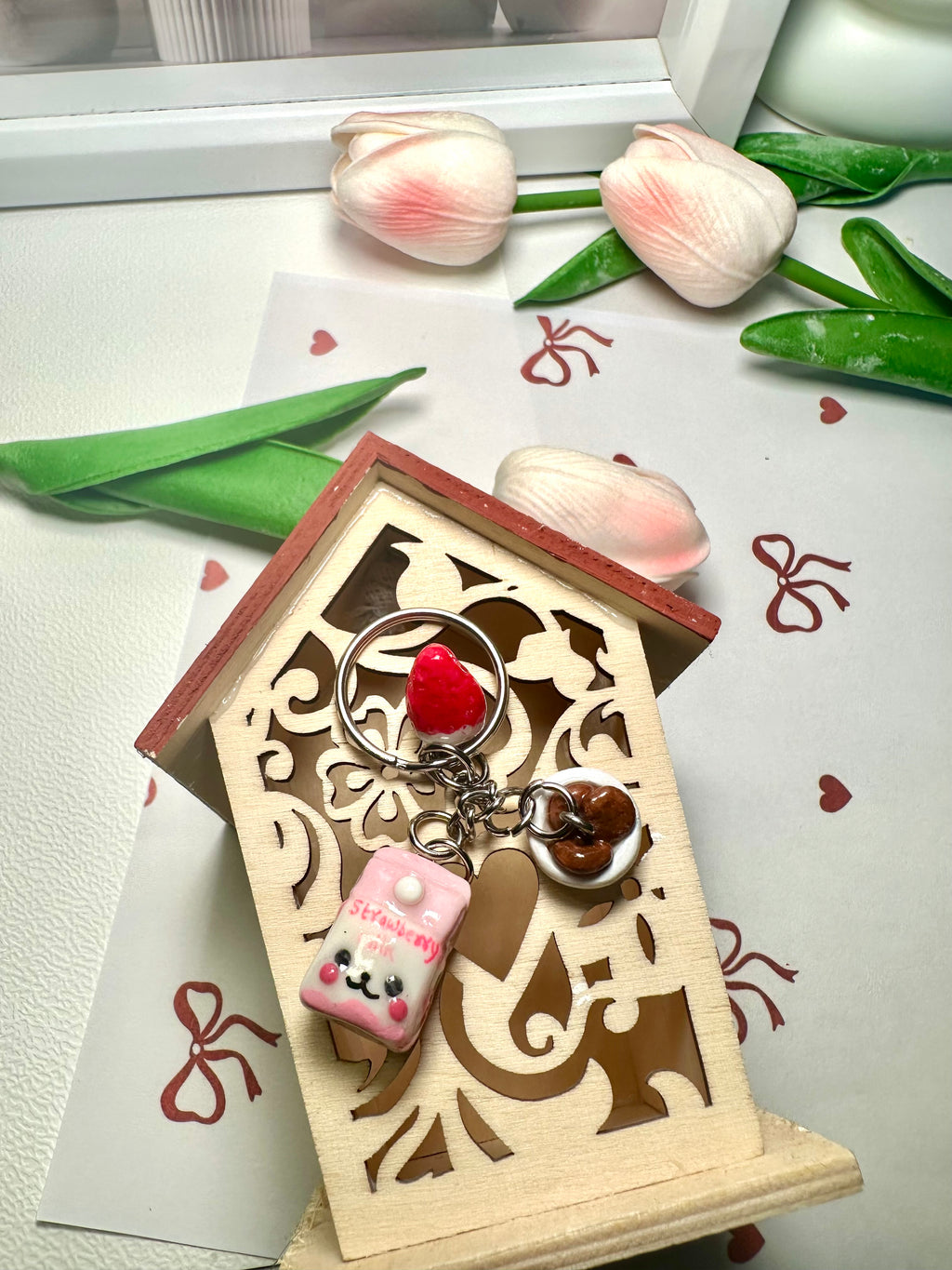 Milk Carton Keychain - Strawberry Flavor