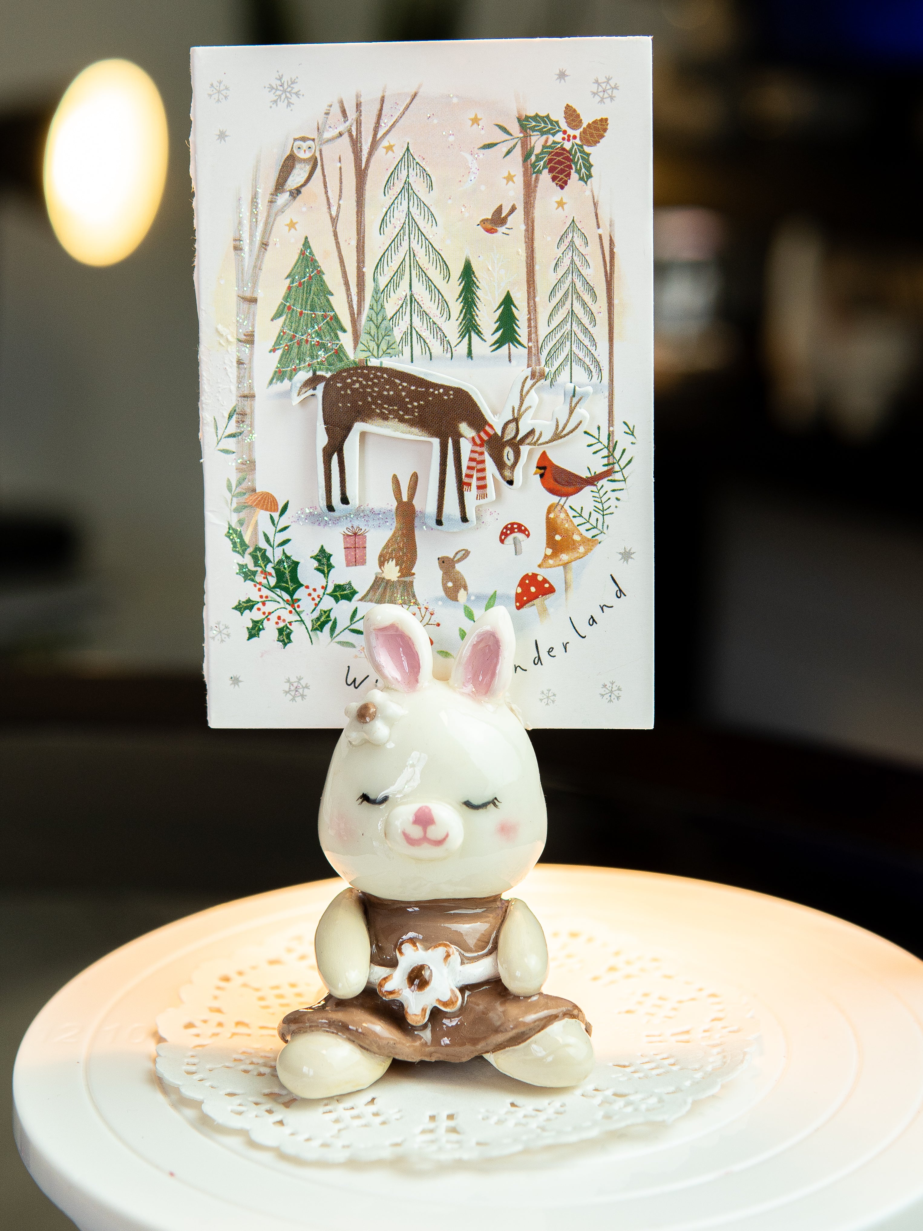 Clay mini photo holder - Cute Bunny Rabbit photo/card holder